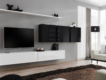 Asm meble Switch Z-07 szekrénysor  - fekete/fényes fekete/fehér/fényes fehér Elemes nappali bútorok