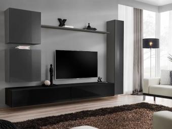 Asm meble Switch Z-08 szekrénysor  - grafit/fényes grafit/fekete/fényes fekete Elemes nappali bútorok