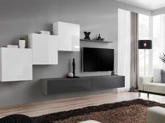 Asm meble Switch Z-10 szekrénysor  - fehér/fényes fehér/grafit/fényes grafit Elemes nappali bútorok