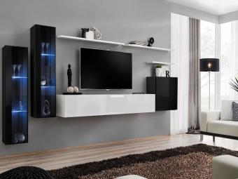 Asm meble Switch Z-11 szekrénysor  - fekete/fényes fekete/fehér/fényes fehér Elemes nappali bútorok