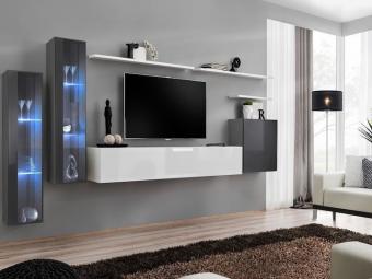 Asm meble Switch Z-11 szekrénysor  - grafit/fényes grafit/fehér/fényes fehér Elemes nappali bútorok