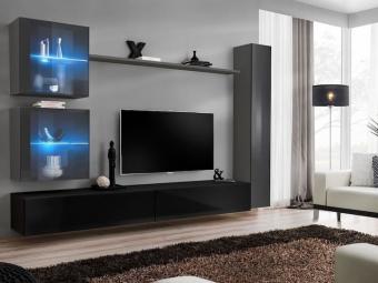 Asm meble Switch Z-18 szekrénysor  - grafit/fényes grafit/fekete/fényes fekete Elemes nappali bútorok
