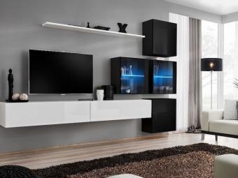 Asm meble Switch Z-19 szekrénysor  - fekete/fényes fekete/fehér/fényes fehér Elemes nappali bútorok