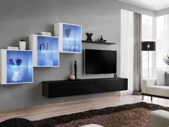 Asm meble Switch Z-20 szekrénysor  - fehér/fényes fehér/fekete/fényes fekete Elemes nappali bútorok