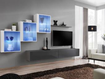 Asm meble Switch Z-20 szekrénysor  - fehér/fényes fehér/grafit/fényes grafit Elemes nappali bútorok