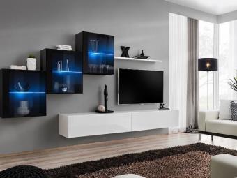 Asm meble Switch Z-20 szekrénysor  - fekete/fényes fekete/fehér/fényes fehér Elemes nappali bútorok