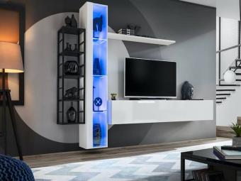 Asm meble Switch ZMET-07 szekrénysor  - fehér/fényes fehér Elemes nappali bútorok