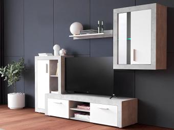 BRW Gerbor Pol Tera szekrénysor - beton/fehér Nappali