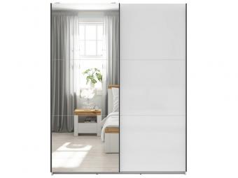BRW Meble Tetrix SZF153/1L tolóajtós gardróbszekrény - fehér/fényes fehér Elemes hálószobák