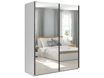 BRW Meble Tetrix SZF153/2L tolóajtós gardróbszekrény - fehér/fényes fehér Elemes hálószobák
