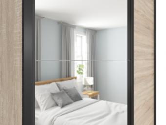 BRW Meble Tetrix SZF220/1L tolóajtós gardróbszekrény - világos sonoma tölgy Elemes hálószobák