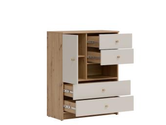 Liveo meble Timo TM-03 komód - artisan tölgy/kasmir Elemes ifjúsági bútorok