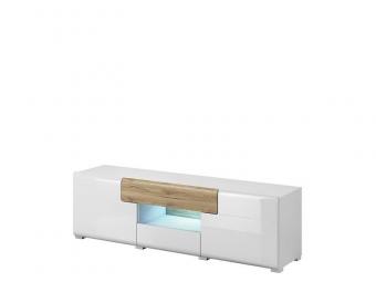 Helvetia meble Toledo 41 TV állvány - fehér/fényes fehér/dab san reno Elemes nappali bútorok