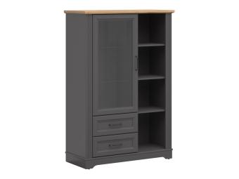 BRW Meble Tolmin REG1W2S vitrin - grafit/artisan tölgy Elemes nappali bútorok
