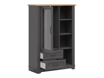 BRW Meble Tolmin REG1W2S vitrin - grafit/artisan tölgy Elemes nappali bútorok