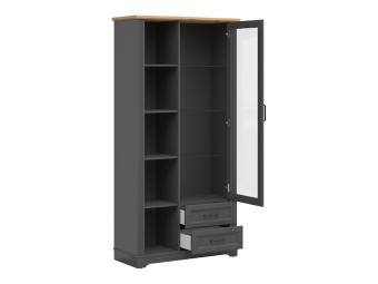 BRW Meble Tolmin REG1W2S/200 vitrin - grafit/artisan tölgy Elemes nappali bútorok