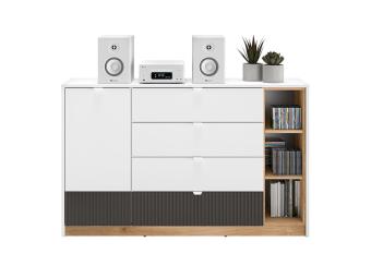 ML Meble Torino 06 komód - castello tölgy/MDF grafit/fehér Elemes ifjúsági bútorok