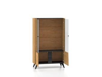 ML Meble Toscania 03 vitrin - fekete/fekete kőris/dűne tölgy/fekete üveg Elemes nappali bútorok