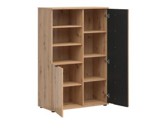 BRW Meble Vabres REG2D nyitott szekrény - artisan tölgy/fekete Elemes nappali bútorok