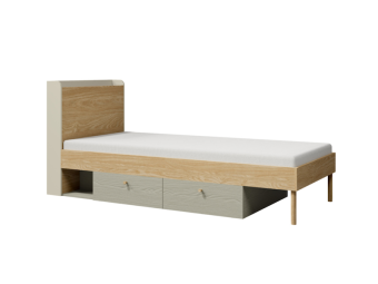 Jurek meble Yuki 13 ágykeret - szürkésbézs/eukaliptusz/ olajos tölgy Elemes ifjúsági bútorok