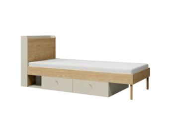 Jurek meble Yuki 13 ágykeret - szürkésbézs/olajos tölgy Elemes ifjúsági bútorok
