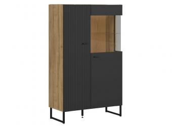 BRW Meble Zenda REG1D1W/150 U vitrin - waterford tölgy/fekete Elemes nappali bútorok